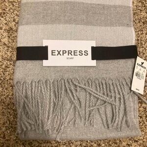Express Light Gray Fringe Scarf